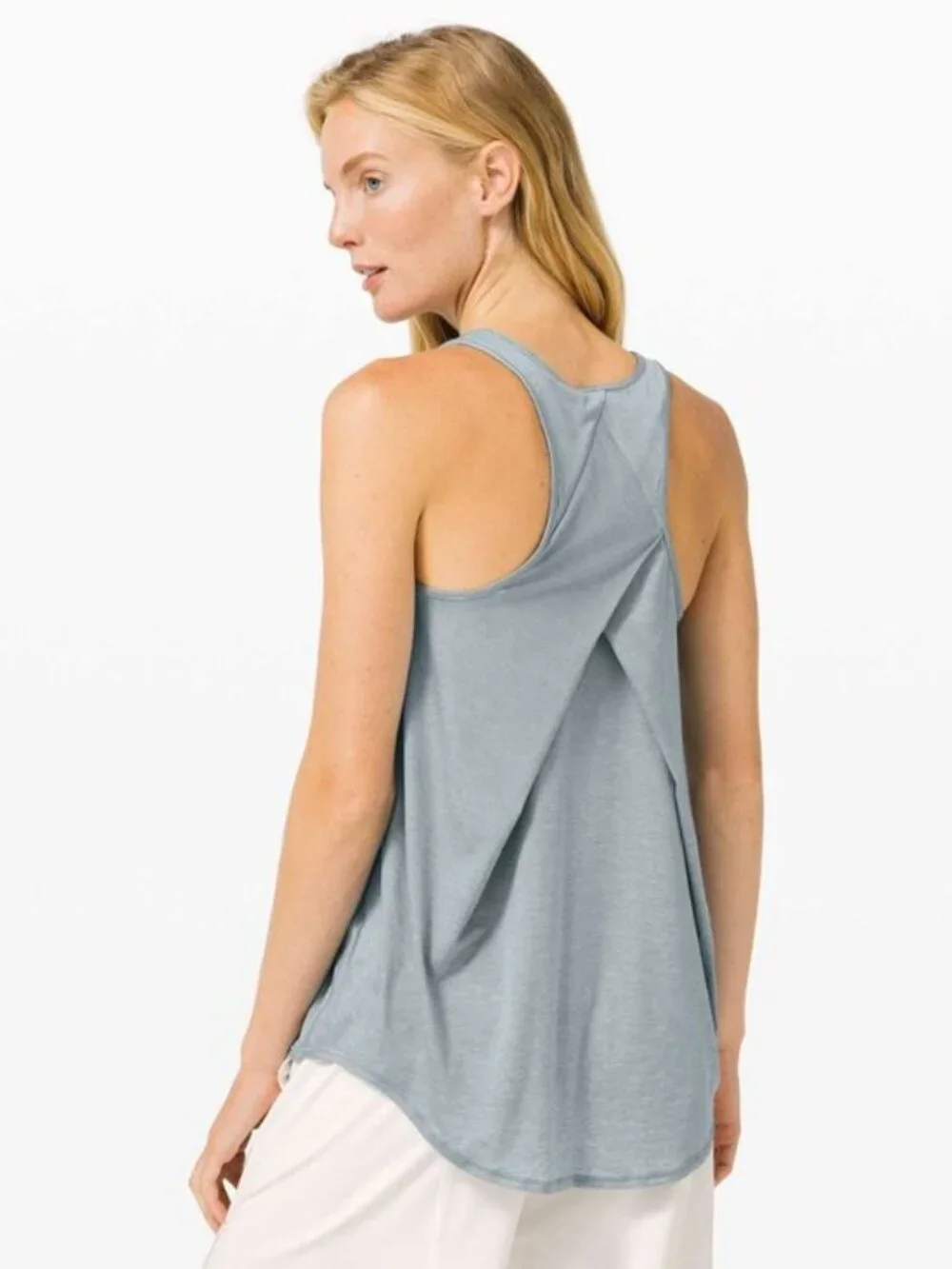 Lululemon Grey Essential Athletica Gym Yoga  Pleated Top Sz 8/10